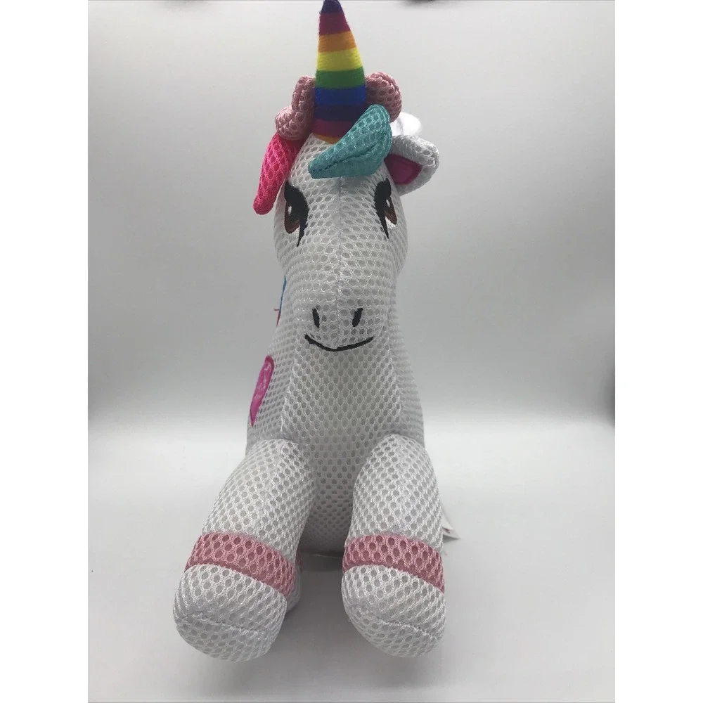 Nickelodeon Jojo Siwa White Mesh Unicorn Plush Rainbow Mane 8 in Tall